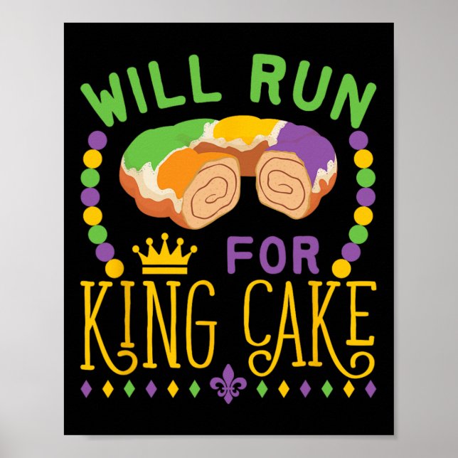 Mardi Gras Running Will Springa för Kung Cake Funn Poster (Framsidan)