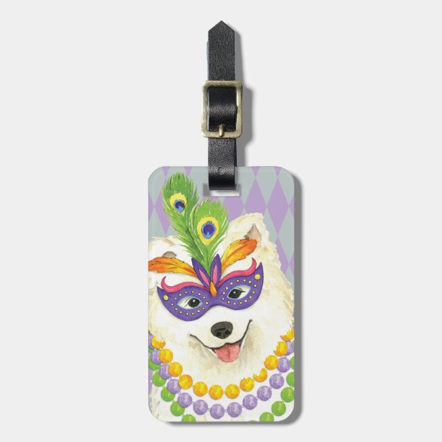 Mardi Gras Samoyed Bagagebricka (Vertikal Framsida)