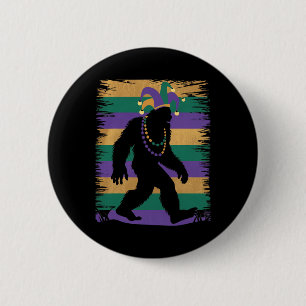 Mardi Gras Sasquatch Funny Bigfoot Party För manar Knapp
