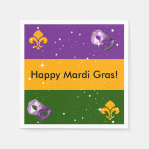 Mardi Gras servetter med maskerar och fleur de lis