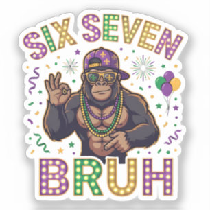 Mardi Gras Sex Sju Bruh gorilla 6 7 Meme Klistermärken