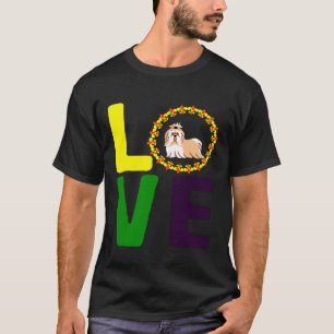 Mardi Gras Shih Tzu Hund Mamma Pappa Kärlek Fleur T Shirt