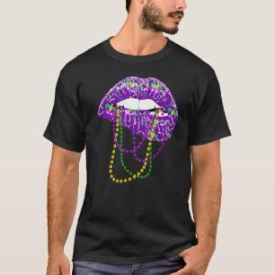 Mardi Gras Shirt for Women Läppar Queen Carnival C T