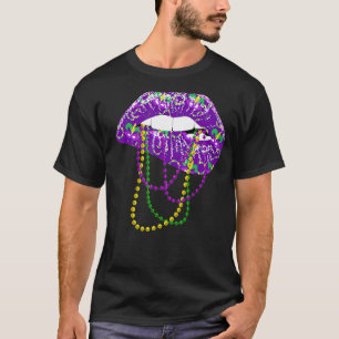 Mardi Gras Shirt for Women Läppar Queen Carnival C T