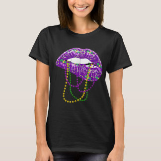 Mardi Gras Shirt for Women Läppar Queen Carnival C T
