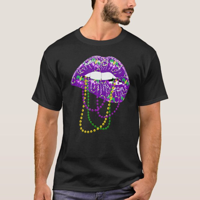 Mardi Gras Shirt for Women Läppar Queen Carnival C T Shirt (Framsida)