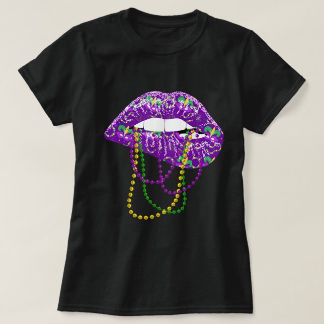 Mardi Gras Shirt for Women Läppar Queen Carnival C T Shirt (Design framsida)