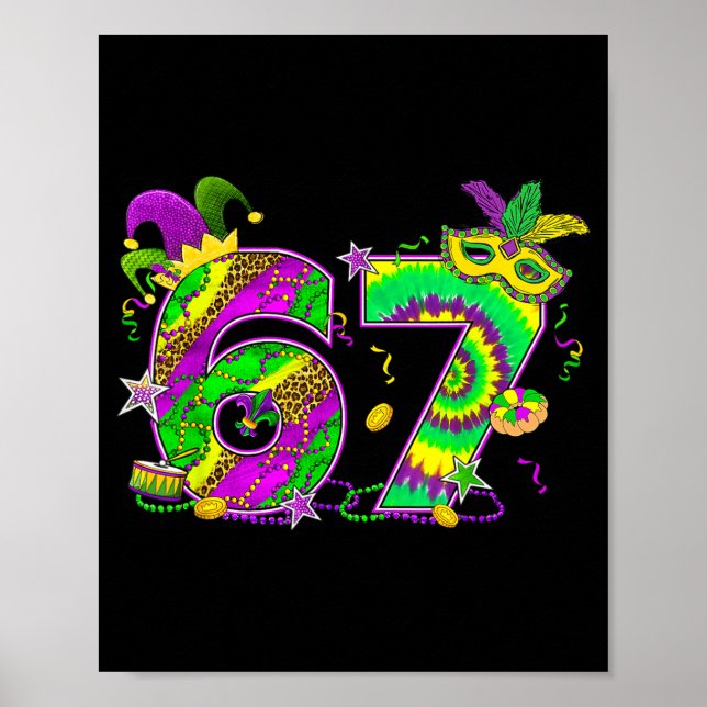 Mardi Gras Six Seven 6 7 Matching Costume Couple M Poster (Framsidan)