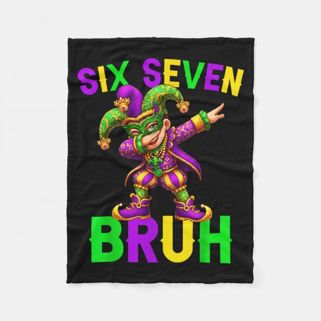 Mardi Gras Six Seven Bruh Dab Jester 6 7 Meme Fat  Fleecefilt (Framsidan)