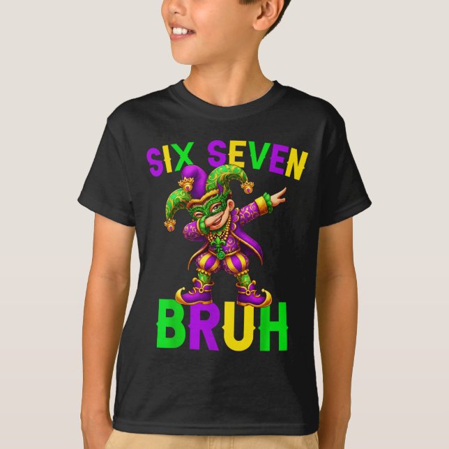 Mardi Gras Six Seven Bruh Dab Jester 6 7 Meme Fat  T Shirt (Framsida)