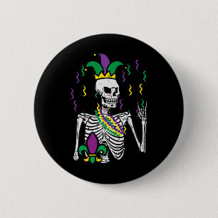 Mardi Gras Skeleton Sten Hand Funny Tee Rocker Man Knapp