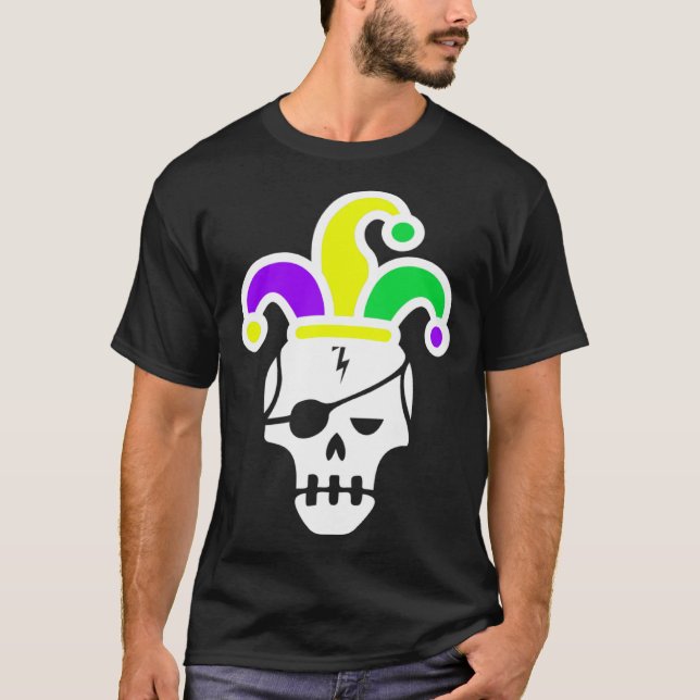 Mardi Gras Skull Jester Hat Carnival Mexican Parad T Shirt (Framsida)