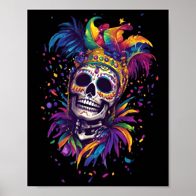 Mardi Gras Skull Skeleton Poster (Framsidan)