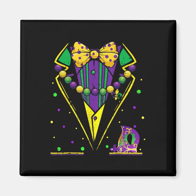 Mardi Gras Smoking Väst Fest Kostym Karneval Parad Magnet (Framsidan)