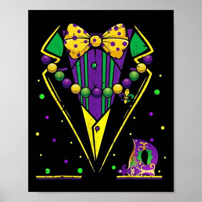 Mardi Gras Smoking Vest Festklänning Karnevalparad Poster (Framsidan)