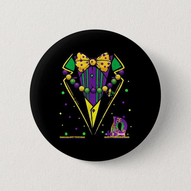 Mardi Gras Smoking Vest Festlig Kostym Karnevalpar Knapp (Framsida)