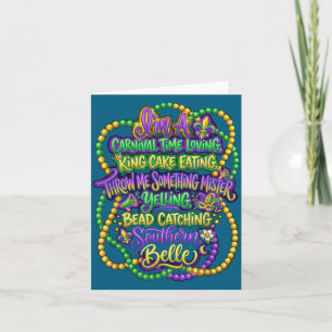 Mardi Gras Southern Belle Karneval Design Kort