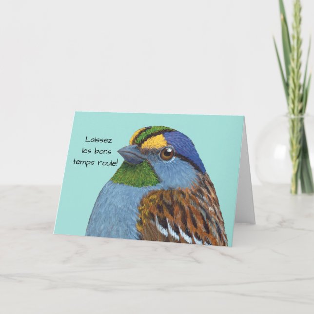 Mardi Gras Sparrow-hälsningskort Kort (Framsida)