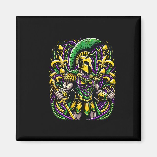 Mardi Gras Spartan Warrior Jester Magnet (Framsidan)