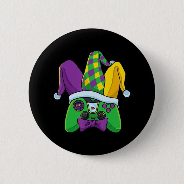 Mardi Gras-spelkontroller Jester-hatt Kostym Knapp (Framsida)