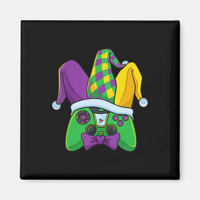 Mardi Gras-spelkontroller Jester-hatt Kostym Magnet (Framsidan)