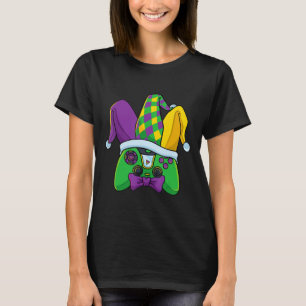 Mardi Gras-spelkontroller Jester-hatt Kostym T Shirt
