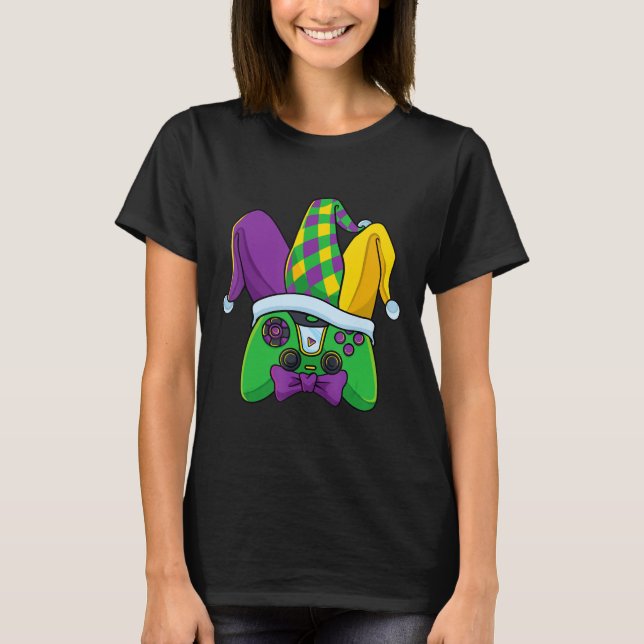 Mardi Gras-spelkontroller Jester-hatt Kostym T Shirt (Framsida)