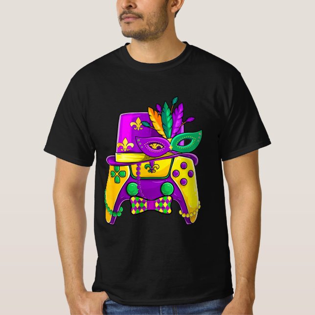 Mardi Gras-spelkontroller Jester-hatt Kostym T Shirt (Framsida)