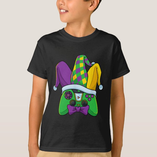 Mardi Gras-spelkontroller narrhatt kostym T Shirt (Framsida)