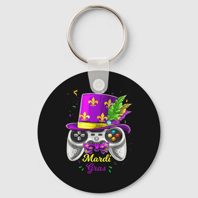 Mardi Gras-spelkontroller narrmask kostym Nyckelring (Framsida)