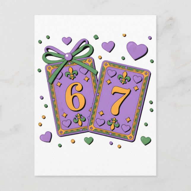 Mardi Gras-spelkort Six Seven Deck Trucker Ha Helg Vykort (Framsida)