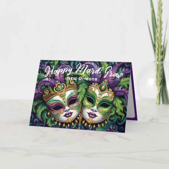 💚 💜 💛 Mardi Gras Splendor Kort (Framsida)