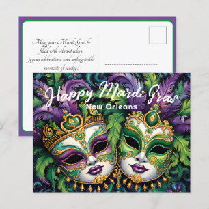 💚 💜 💛 Mardi Gras Splendor Vykort