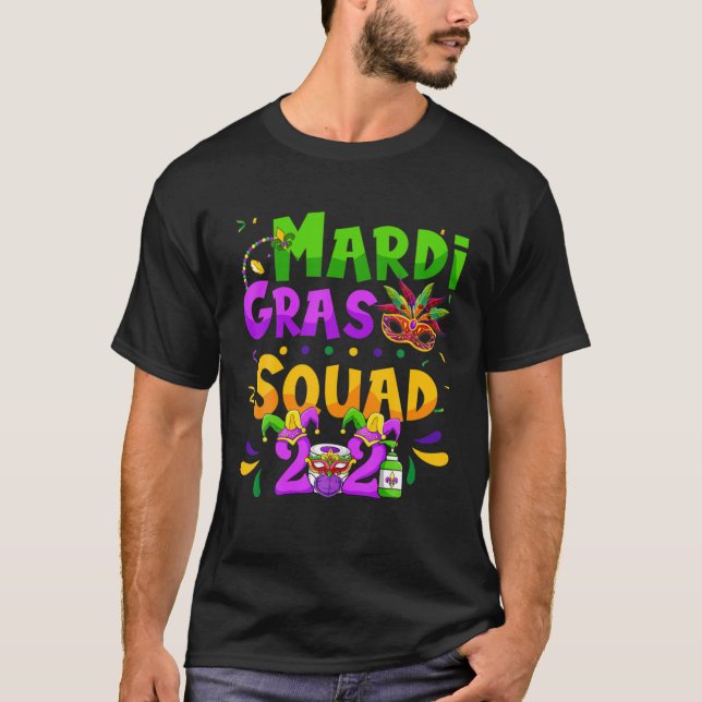 Mardi Gras Squad 2021 Louisiana New Orleans Family T Shirt (Framsida)