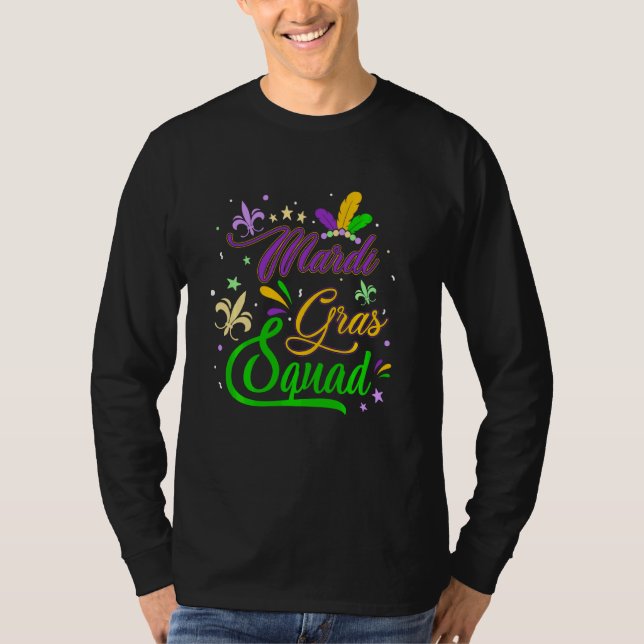 Mardi Gras Squad Fleur De Lys Mask Funny Mardi Gra T Shirt (Framsida)