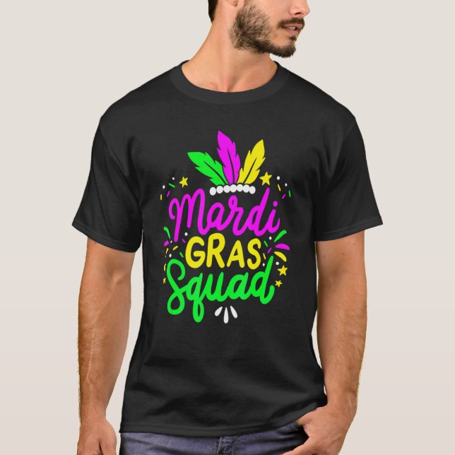 Mardi Gras Squad Funny Festival Parade Party Costu T Shirt (Framsida)