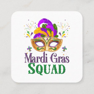 Mardi Gras Squad Fyrkantigt Visitkort