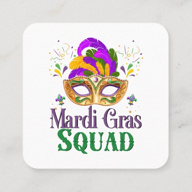 Mardi Gras Squad Fyrkantigt Visitkort (Baksida)