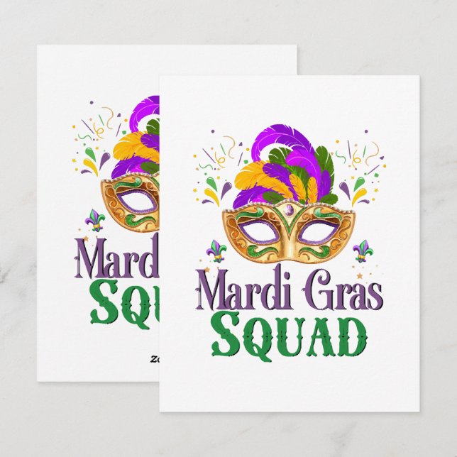 Mardi Gras Squad Julkort (Fram/baksida)
