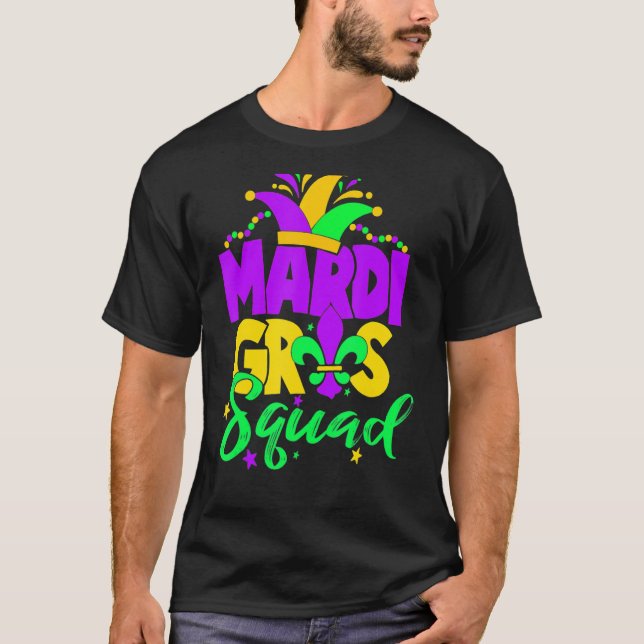 Mardi Gras Squad Matching Carnival Parad Party T Shirt (Framsida)