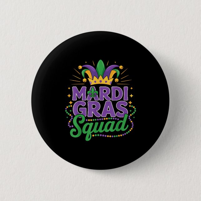 Mardi Gras Squad Matching Group Cruise Crew Party  Knapp (Framsida)