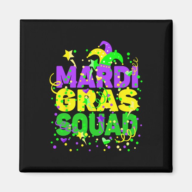 Mardi Gras Squad Party Costume Outfit - Funny Mard Magnet (Framsidan)