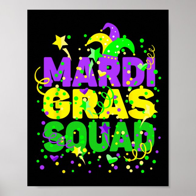 Mardi Gras Squad Party Costume Outfit - Funny Mard Poster (Framsidan)
