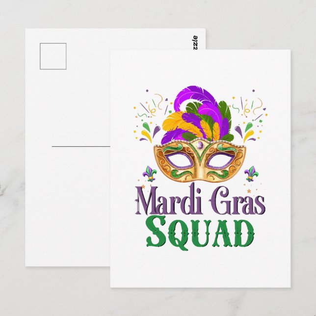 Mardi Gras Squad Vykort (Fram/baksida)