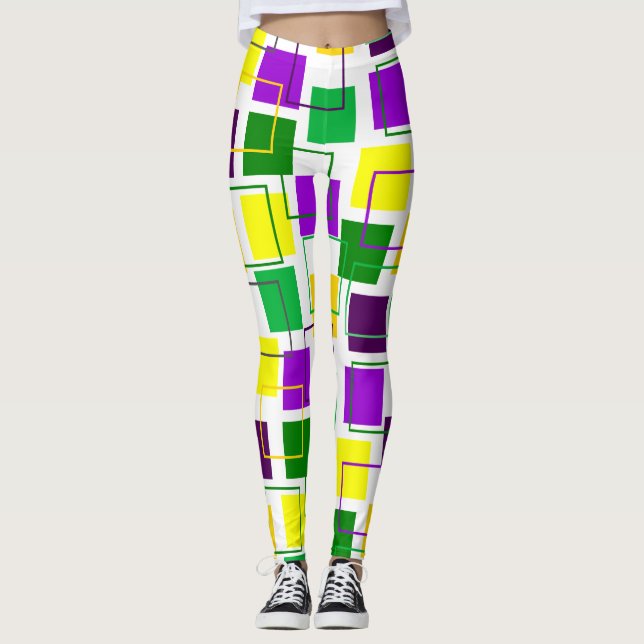 Mardi Gras Squares and Outlines Leggings (Framsida)