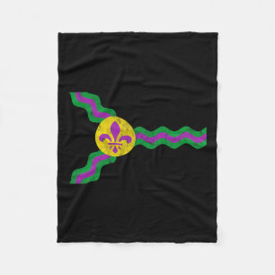 Mardi Gras St. Louis Flagga Soulard Distress Fleecefilt
