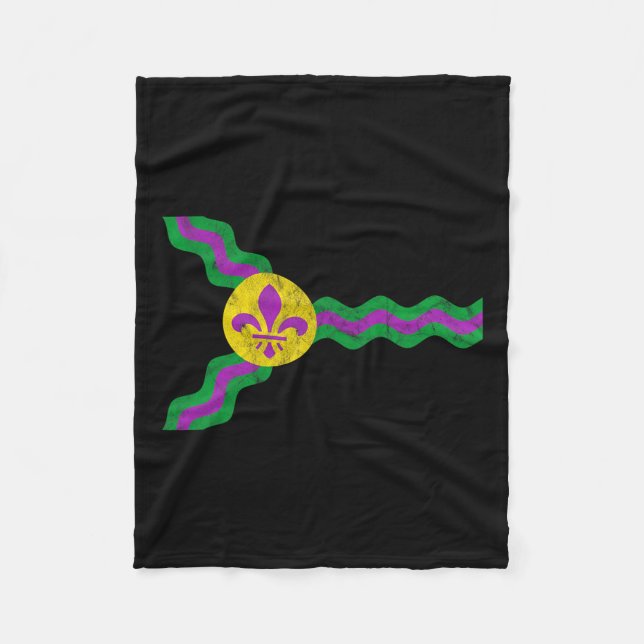 Mardi Gras St. Louis Flagga Soulard Distress Fleecefilt (Framsidan)