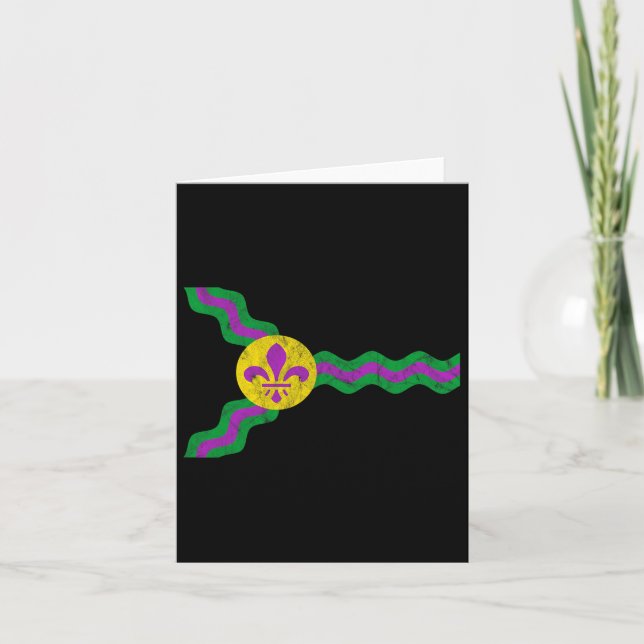Mardi Gras St. Louis Flagga Soulard Distress Kort (Framsida)