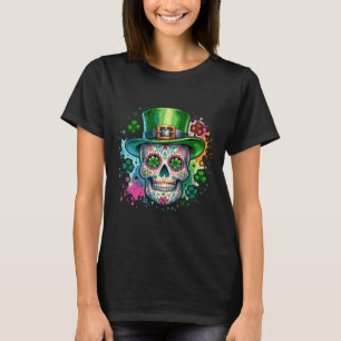 Mardi Gras St Patricks Day Shamrock Socker Skalle  T Shirt
