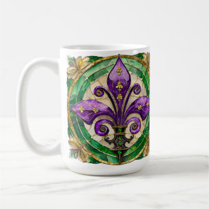 Mardi Gras Stached Glass Fleur de lis Kaffemugg